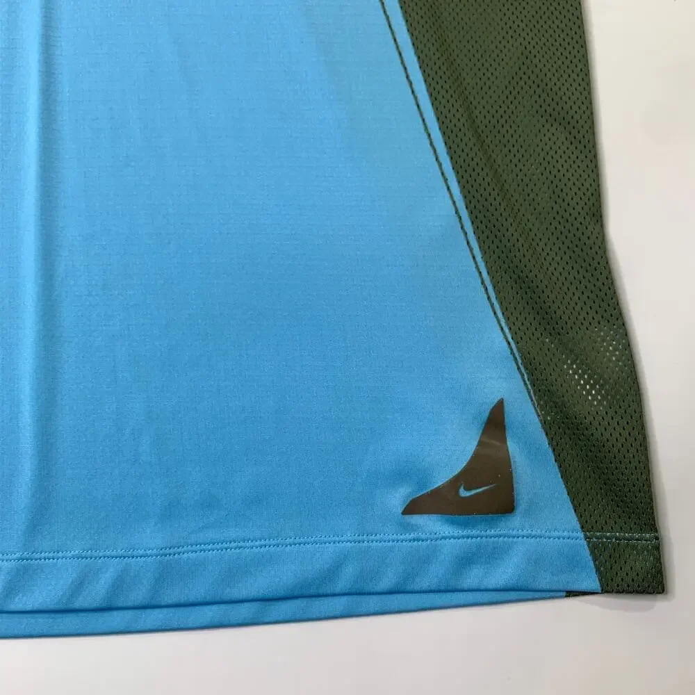 Vintage Nike Golf Shirt Men Large Water Blue Fit Dry Performance Polo Colorblock